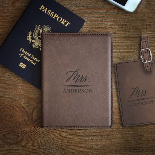 Personalized Engraved Leather Passport Holder