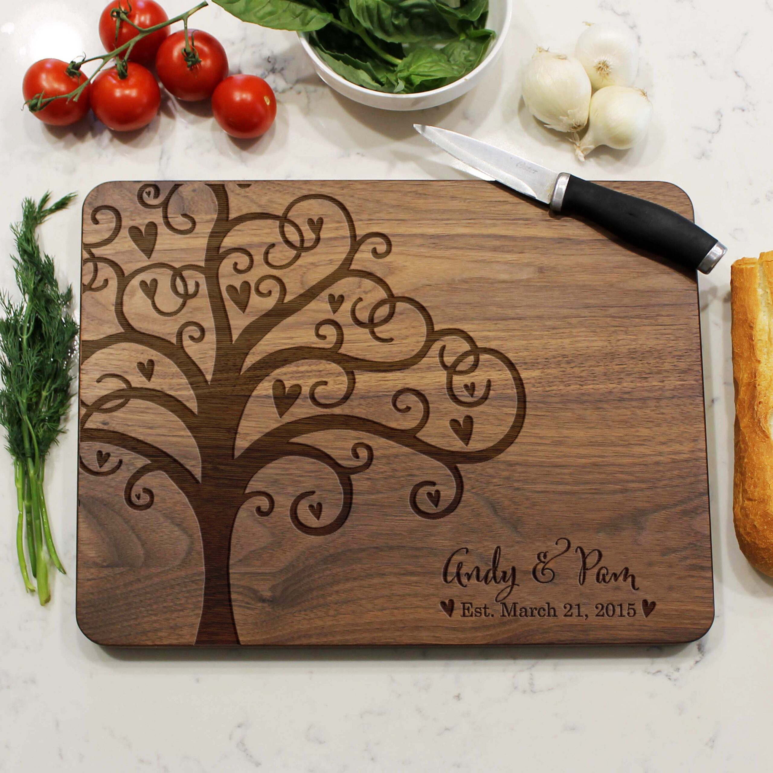 Personalized Mom Cutting Board - Heart Tree Design - Perfect Gift