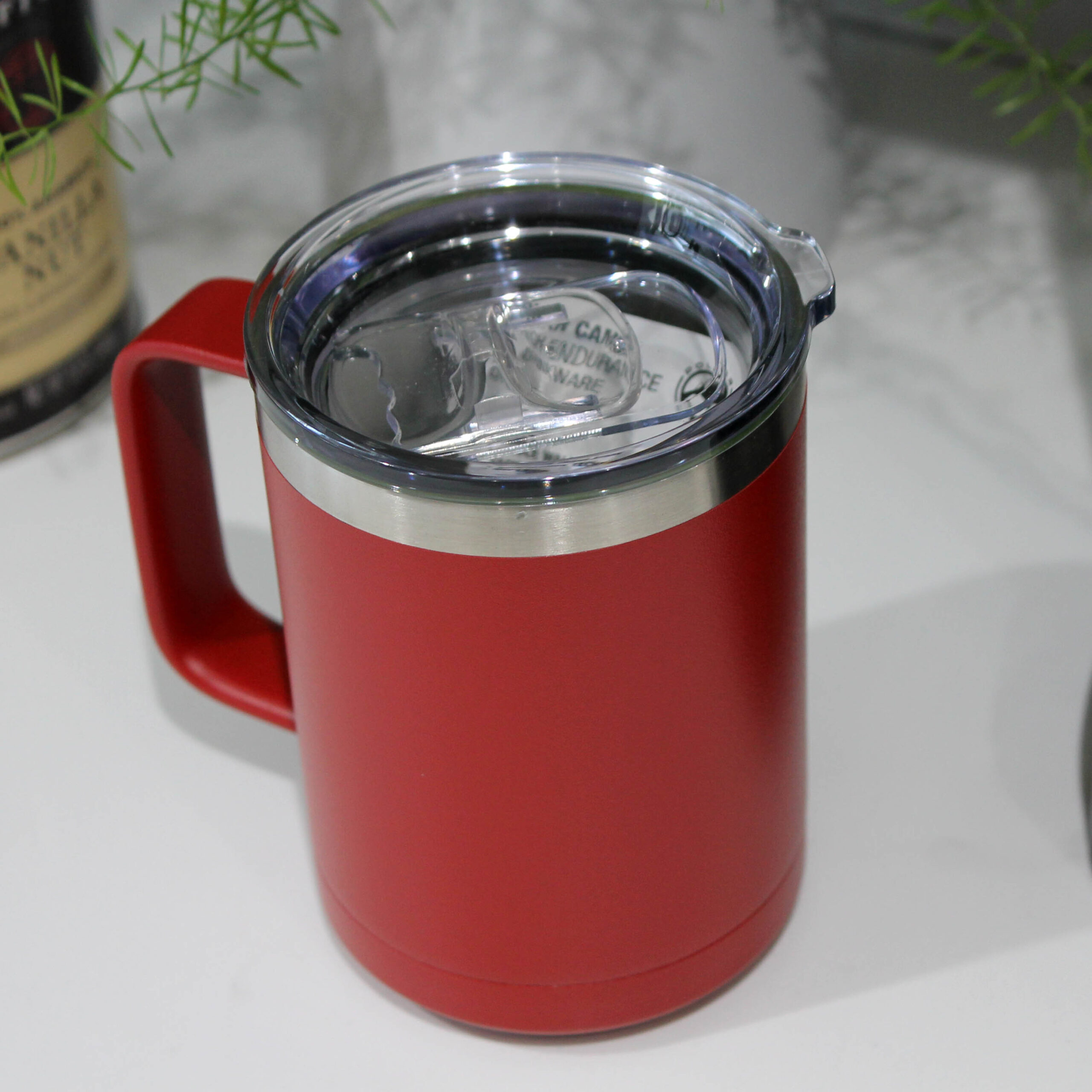 Full Name Monogram Red Travel Coffee Mug With Handle - Executive