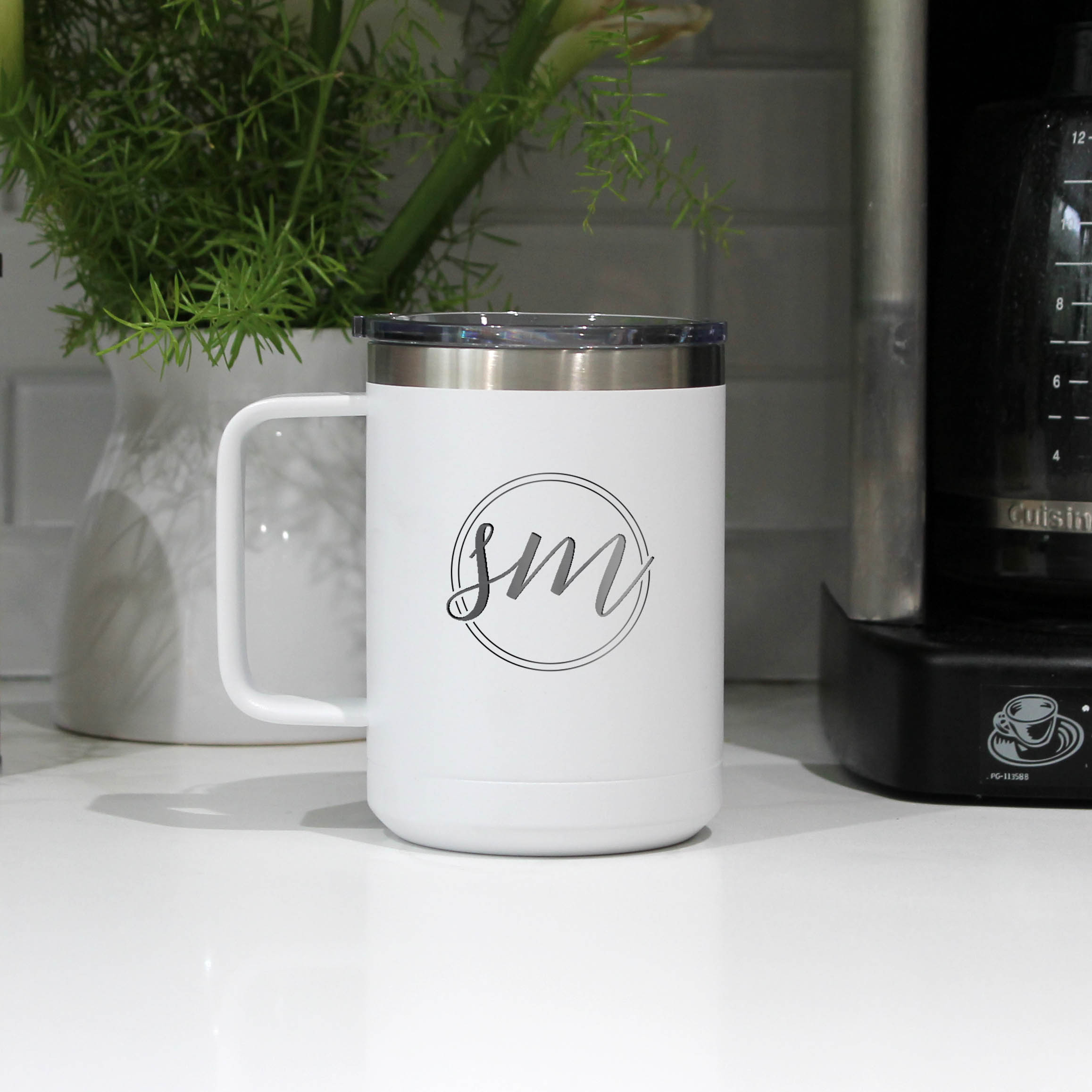 Custom Text Coffee Mug Set, Engraved Tempo Square Glass